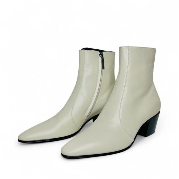 NIB Saint Laurent Vassili Boots EU 42.5 US 9.5 Smooth Leather Ivory White $1,250 - Picture 5 of 13